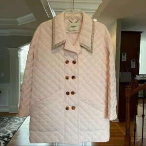 Fendi Pink Crepe Quilted Pea Coat Size 4